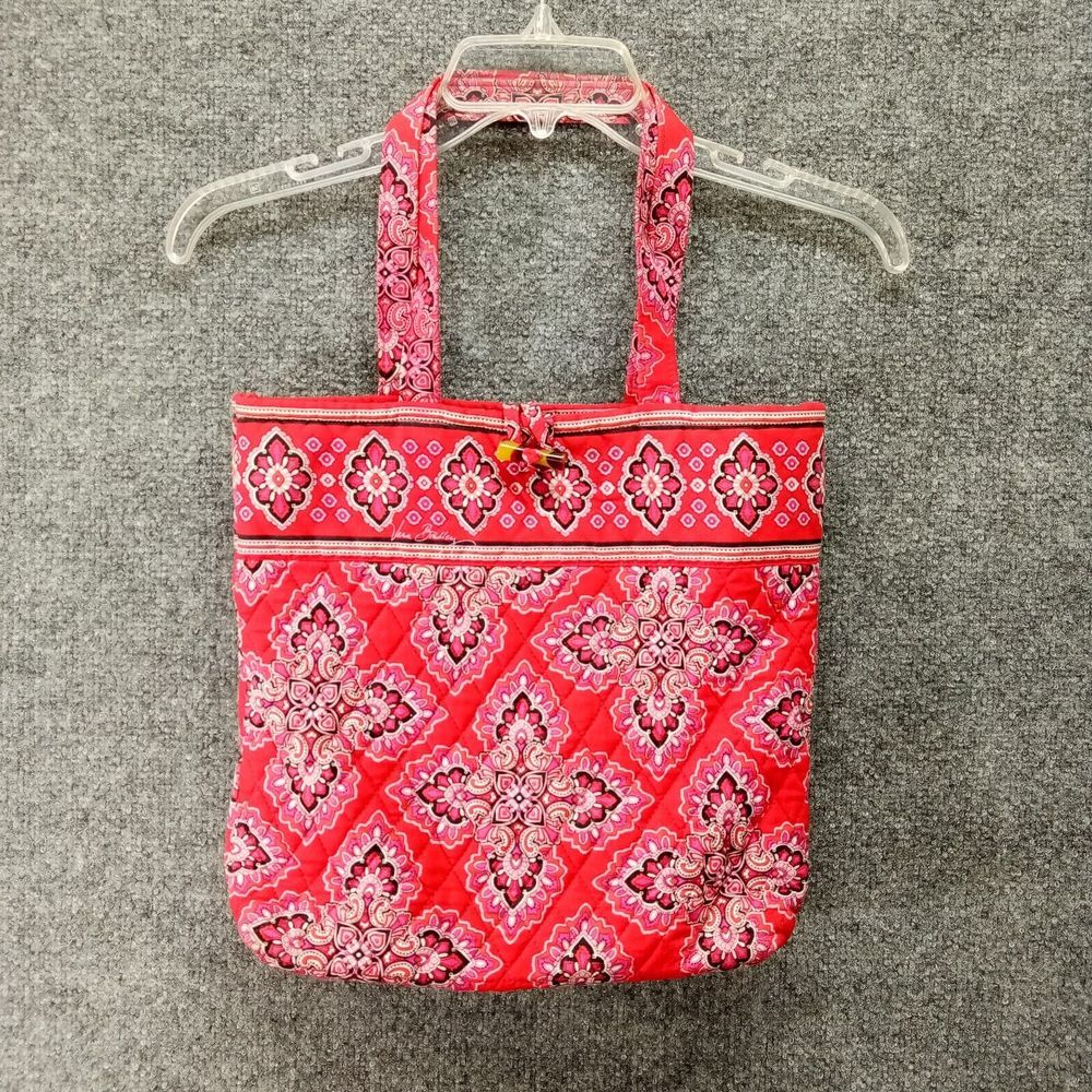 Vera Bradley‎ Bag Tote Frankly Scarlett Quilted Mailbag Purse Cotton Red